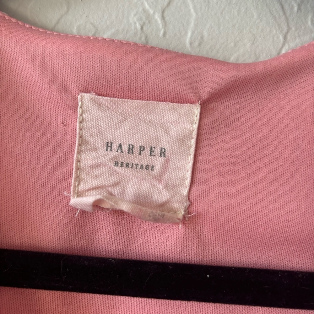 Francesca’s Harper Heritage Pink White Striped Ruffle Sleeve Wrap Dress Large - Picture 12 of 12